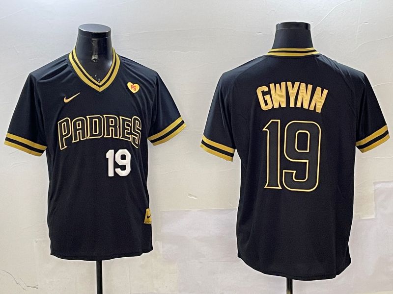 Men San Diego Padres #19 Gwynn Black Gold Game 2025 Nike MLB Jersey style 3259